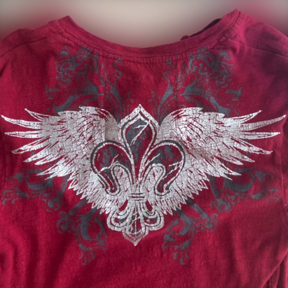 Red Guess Alt/Grunge Long-Sleeve with Graphic - Picture 3 of 4